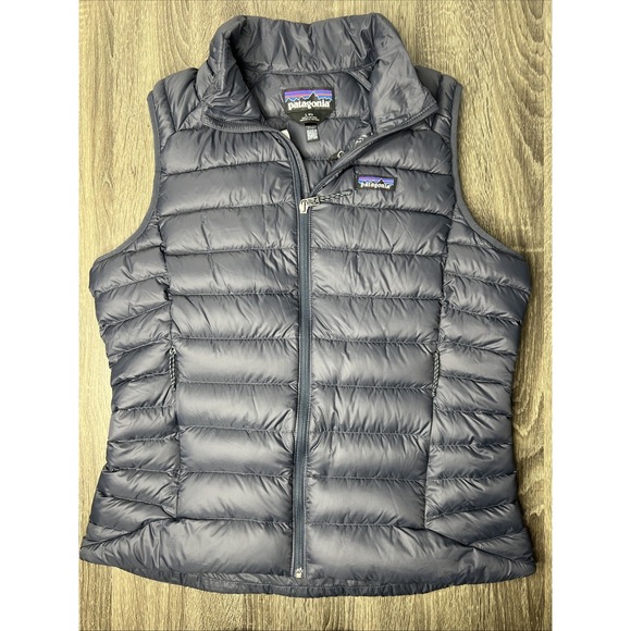 Patagonia Jackets & Blazers - PATAGONIA Down Sweater Insulated Vest Women's - Smolder Blue Sz L Logo Back EUC!